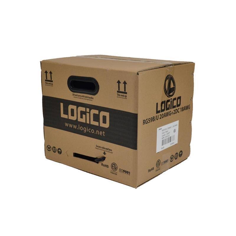 Black 1000ft Bulk RG59 Siamese Cable 20AWG+18/2 CCTV Camera Wire P348