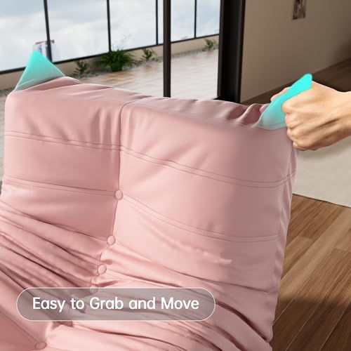 Pink Faux Leather Memory Foam Bean Bag Chair P871788