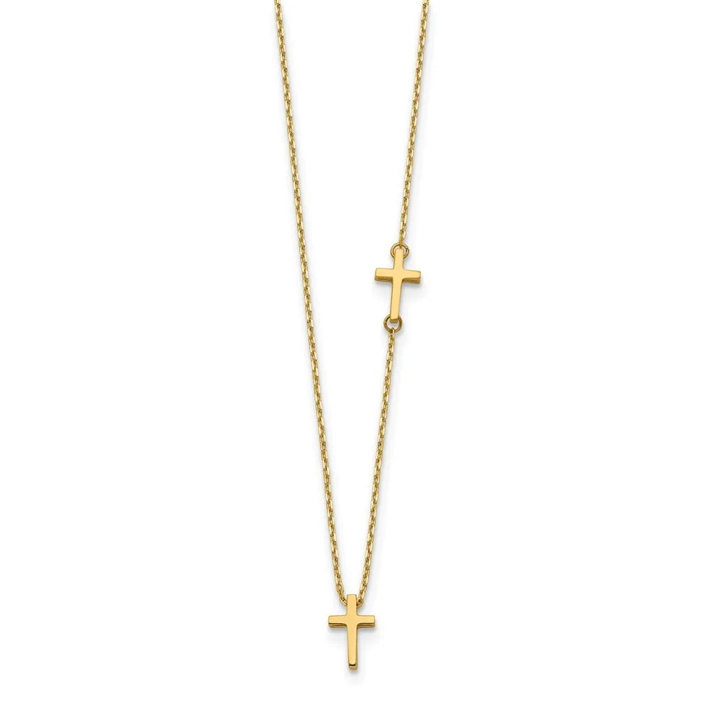 14k Gold Cross Pendant Necklace 18 Inch 5mm Wide V191710