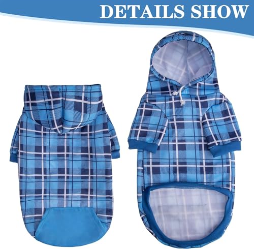 Plaid Dog Hoodie with Leash Hole, Beige Medium O6428