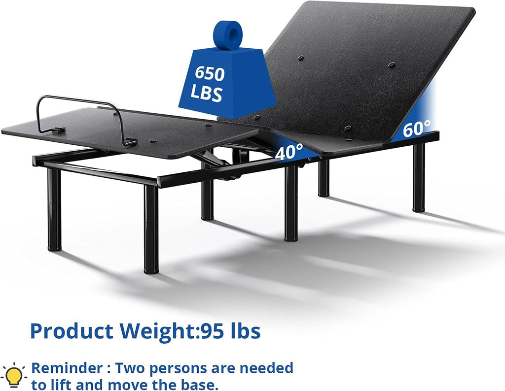Black Twin XL Adjustable Bed Base with Wireless Remote Z8365