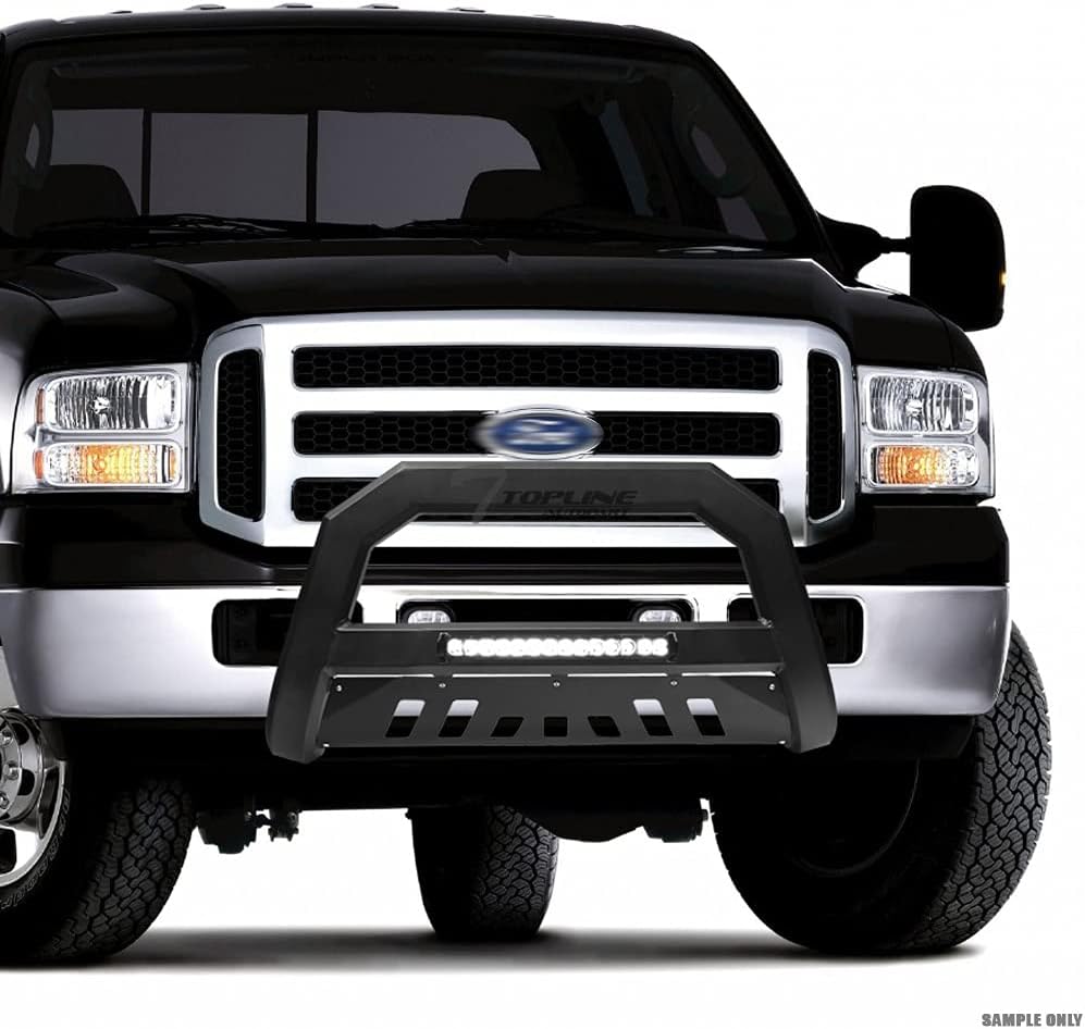 Matte Black Aluminum LED Light Bar Front Bumper Guard With Skid Plate O655768