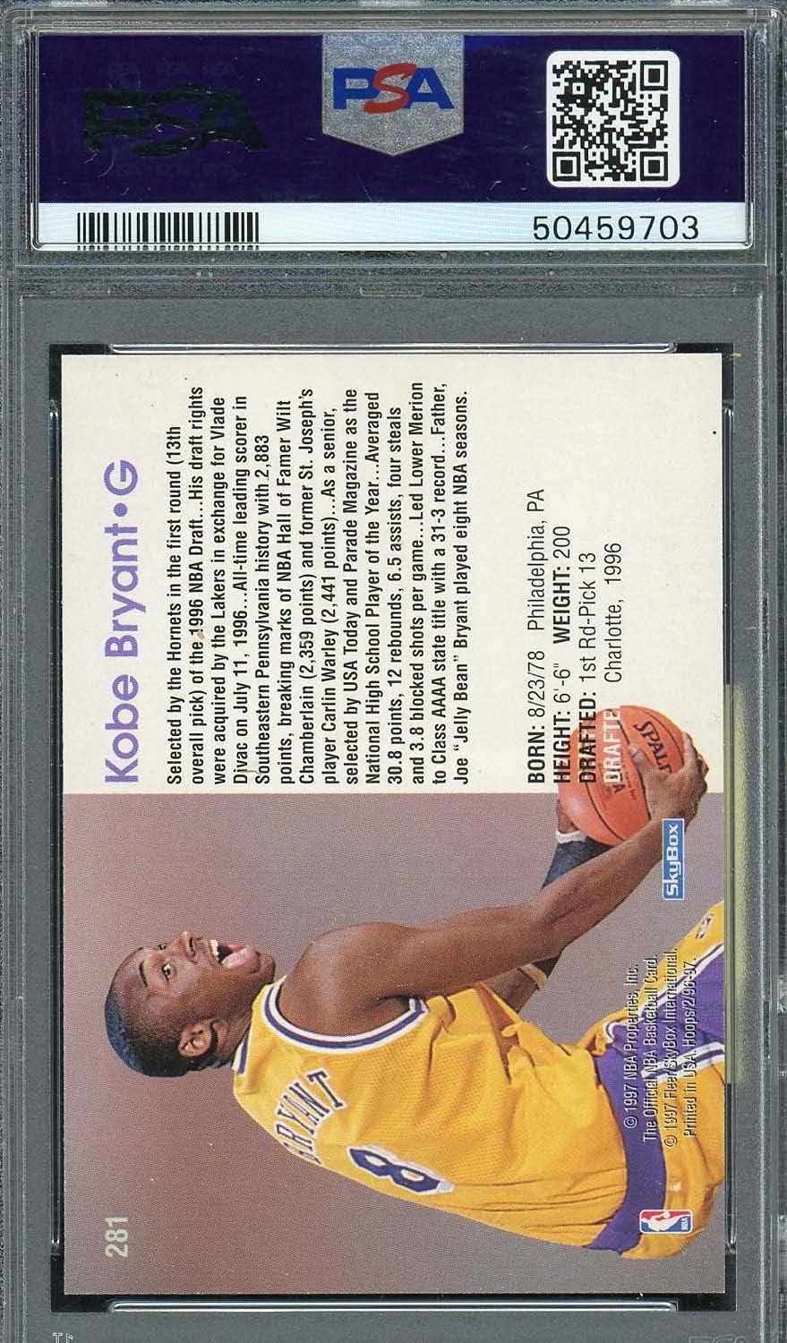 1996 Hoops Rookie Basketball Card #281 Graded PSA 9 K2114