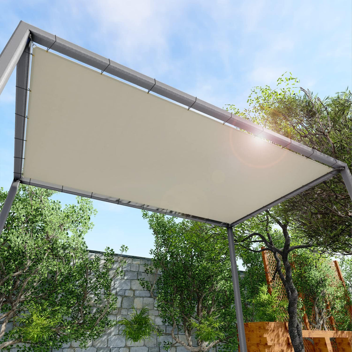 Beige Waterproof Sun Shade Sail Straight Edge Outdoor Canopy Cover G18829