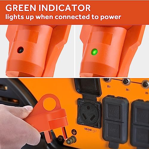 30 Amp RV Generator Adapter Cord 4 Prong NEMA L14-30P to TT-30R STW 10/3 Power Cord (18 Inch) G18560
