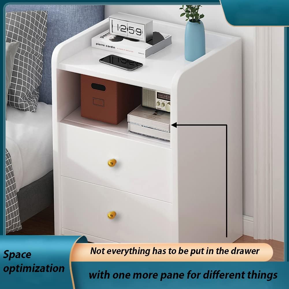 White Nightstand with Drawers I9664