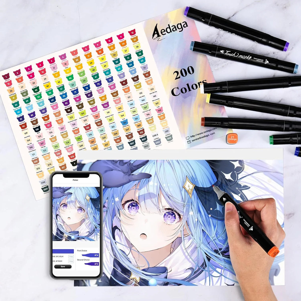 204 Colors Alcohol-Based Art Markers with Chisel and Fine Tip H71963