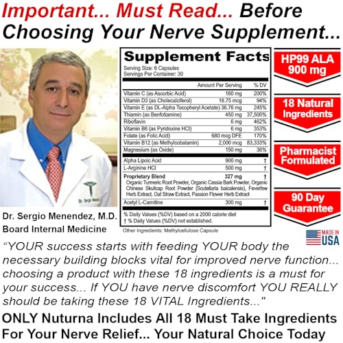 900 mg Alpha Lipoic Acid Nerve Supplement, 180 Capsules D662