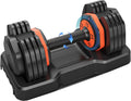 55LB 5 in 1 Single Adjustable Dumbbell with Anti-Slip Metal Handle, Black R176