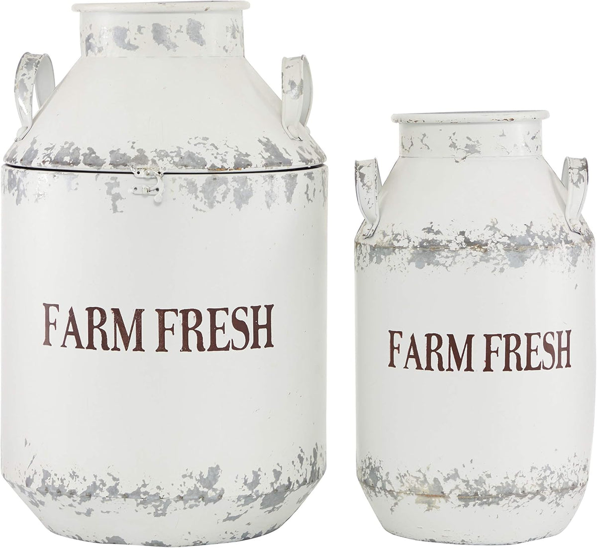 White Brown Decorative Milk Can J5677