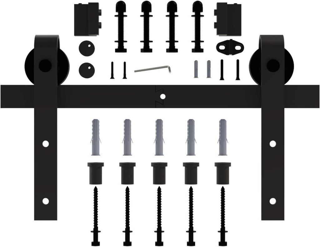 6.6ft Sliding Barn Door Hardware Kit Carbon Steel T319