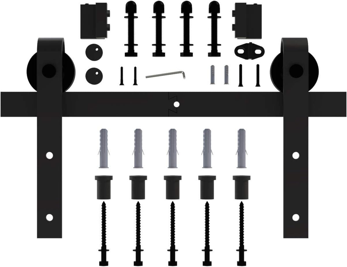 6.6ft Sliding Barn Door Hardware Kit Carbon Steel T319