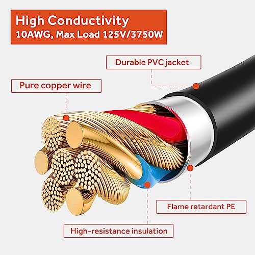30 Amp RV Generator Adapter Cord 4 Prong NEMA L14-30P to TT-30R STW 10/3 Power Cord (18 Inch) G18560