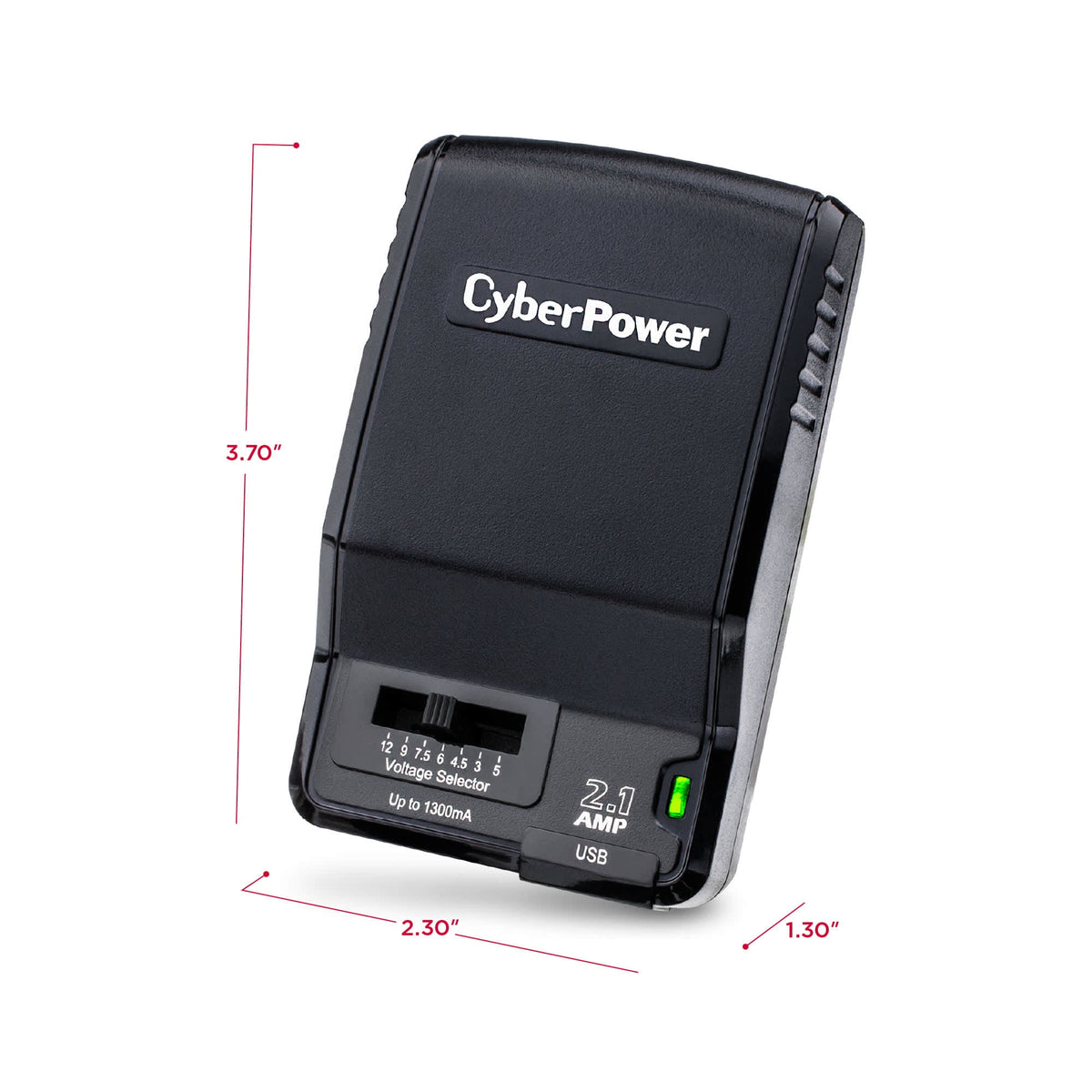 Universal Power Adapter 3 -12 Volt / 1300mA with Folding AC Plug and 2.1 Amp USB Charge Port B6518