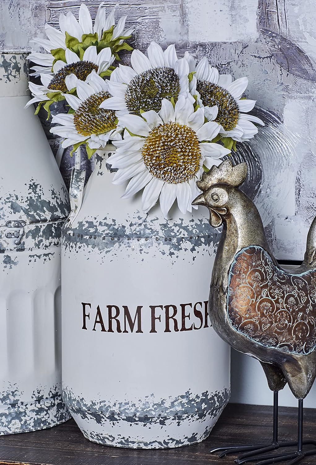 White Brown Decorative Milk Can J5677