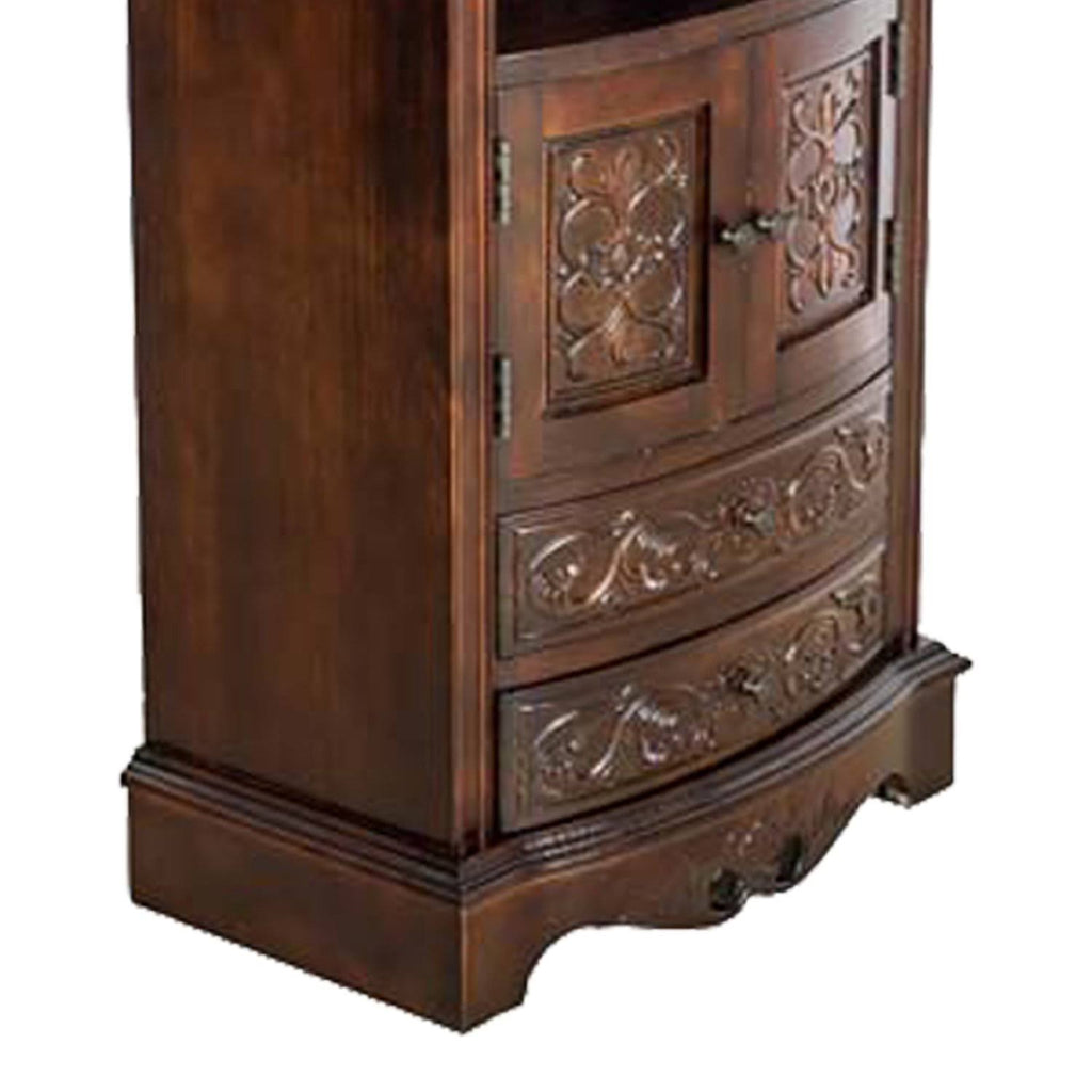 Brown Wooden Storage Cabinet with 2 Drawers and 2 Doors I419