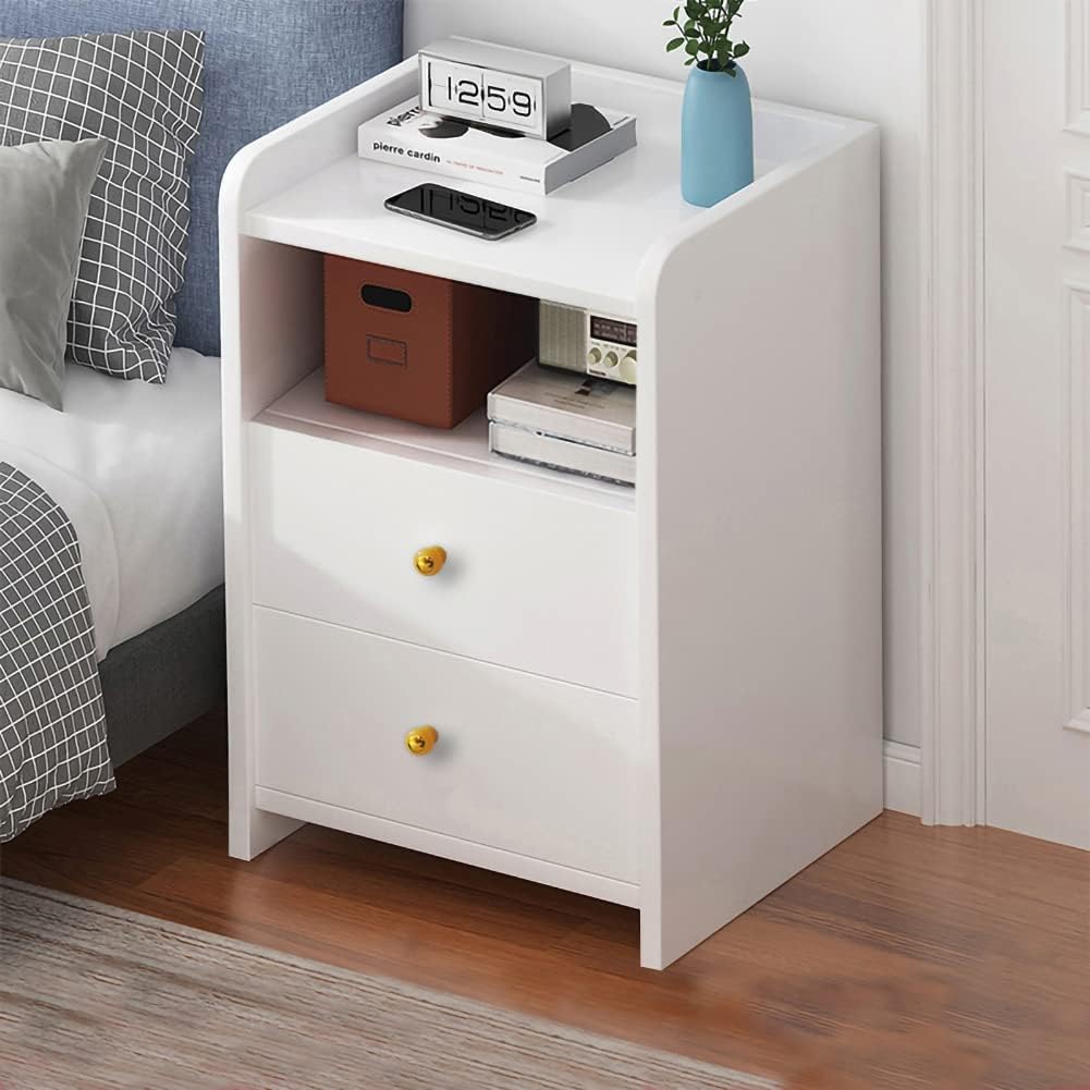 White Nightstand with Drawers I9664