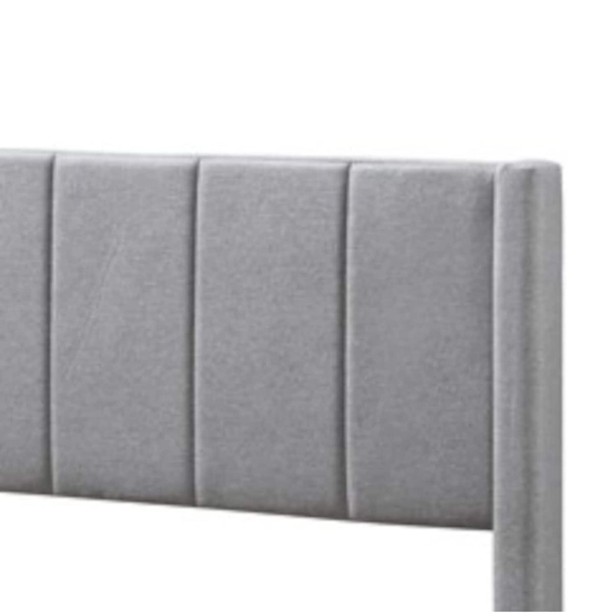 King Grey Linen Vertical Tufted Platform Bed X4279
