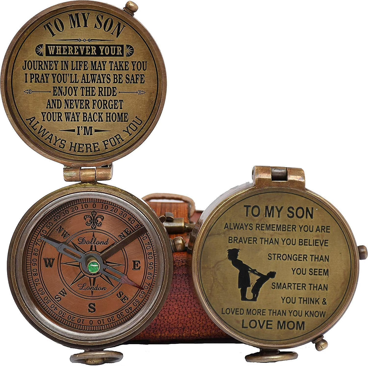 Antique Brass Compass with Case P891683