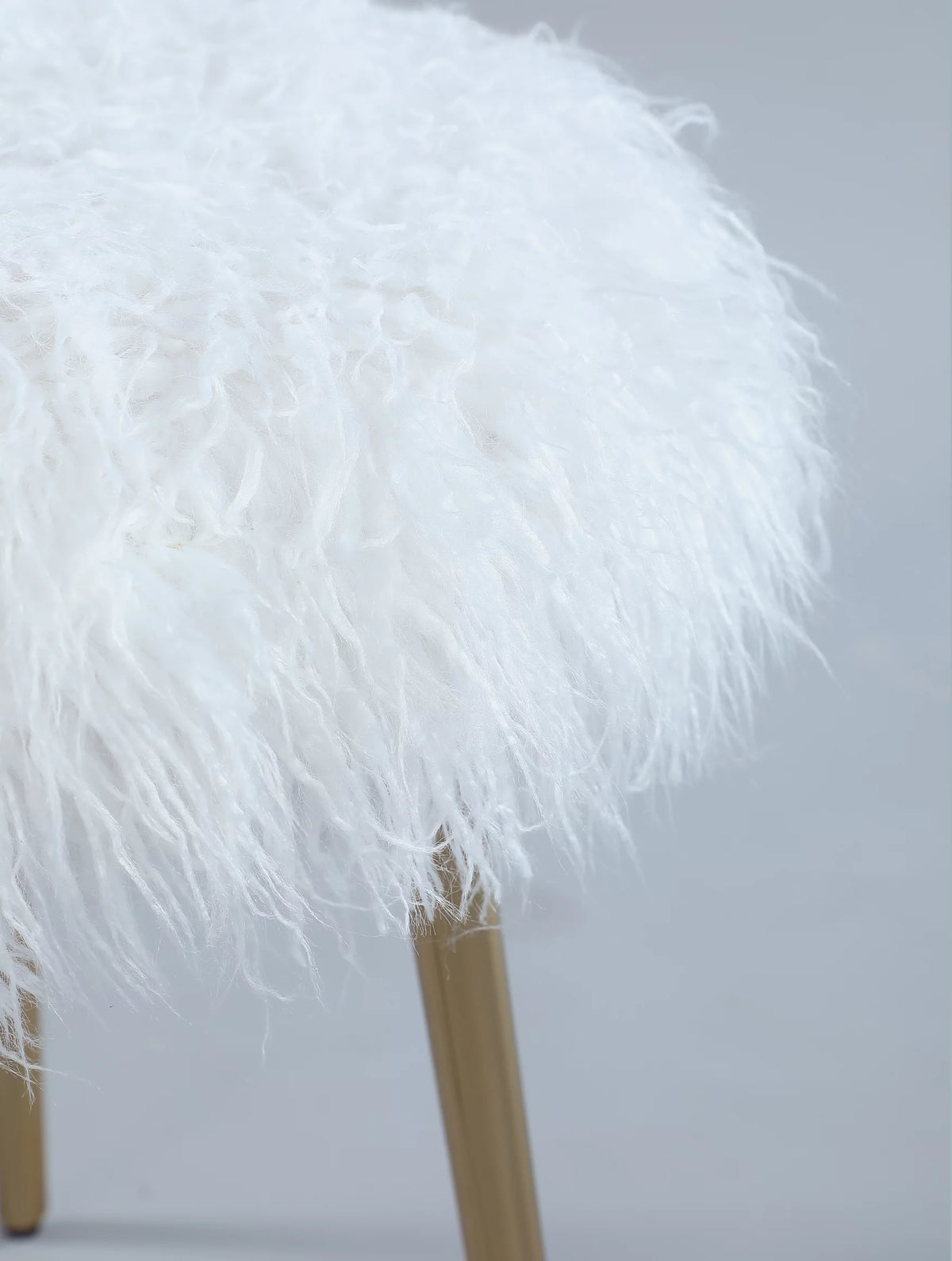 White Faux Fur Accent Ottoman H47240