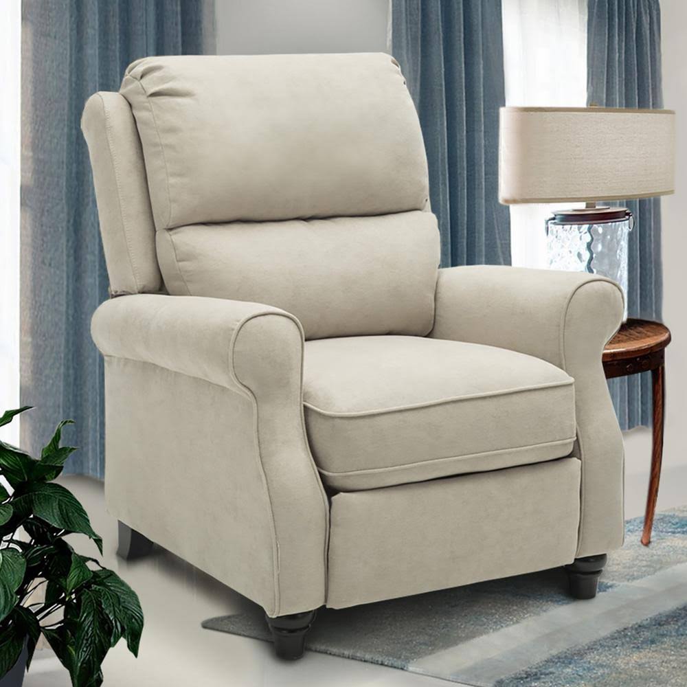 Plush Recliner Chair with Sturdy Frame Manual Push Back Recline D612