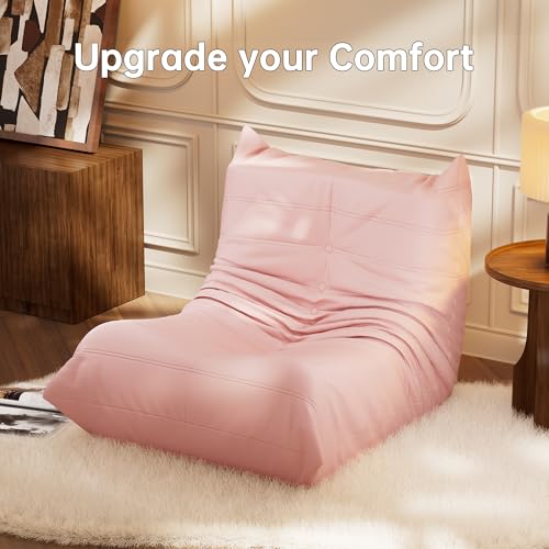 Pink Faux Leather Memory Foam Bean Bag Chair P871788