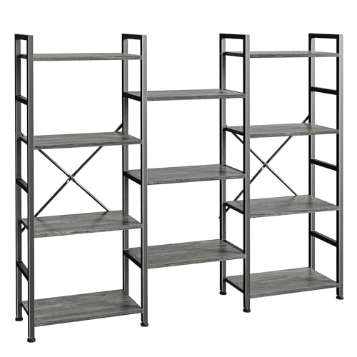 4 Tier Rustic Brown Bookshelf with 11 Open Shelves Z6414