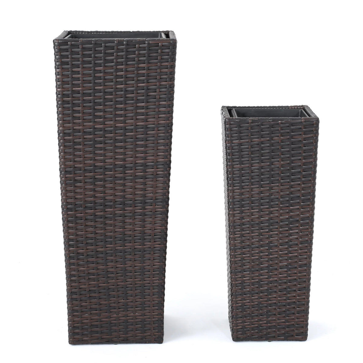 Multibrown Wicker Flower Pots Set of 2 Y3330