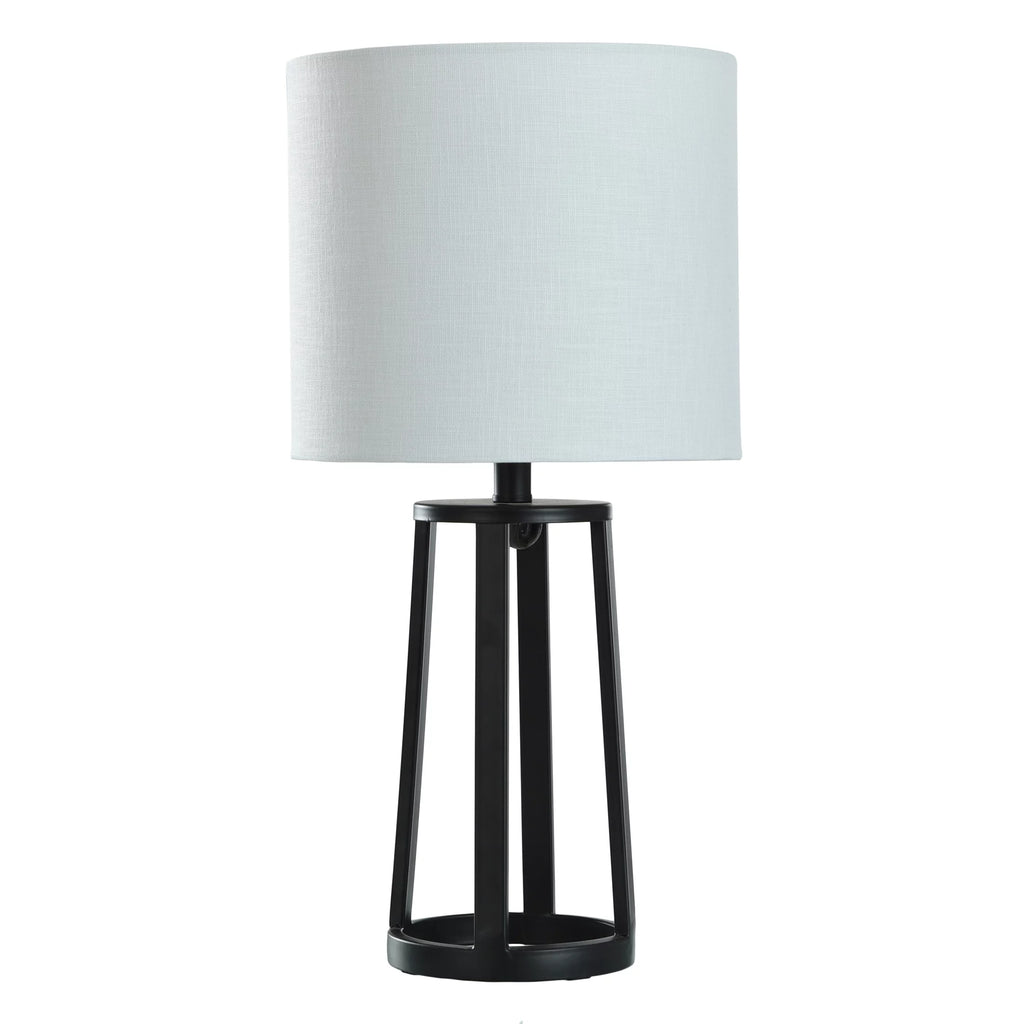 Matte Black Table Lamp with Drum Shade R692