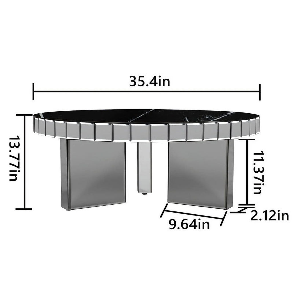 Grey Round Marble Textured Coffee Table R616
