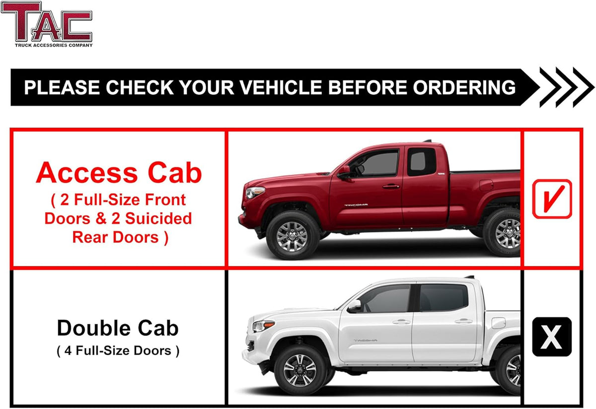 Black Oval Side Bars Nerf Bars Step Rails for Toyota Tacoma Access Cab D45667