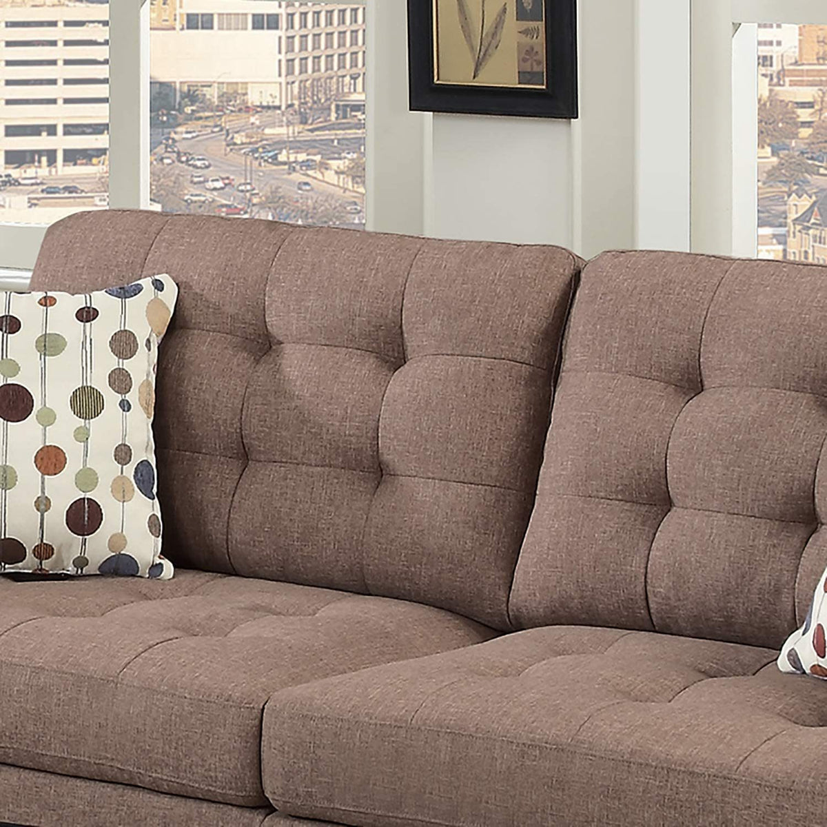 2pc Sofa Set in Light Coffee Polyfiber D360