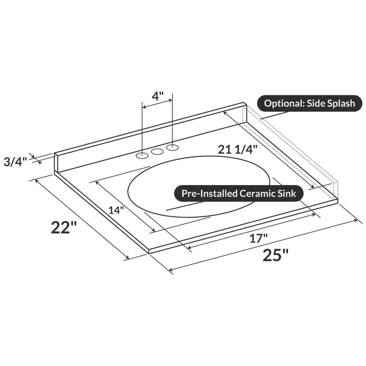 Single Vanity Top with Backsplash L531