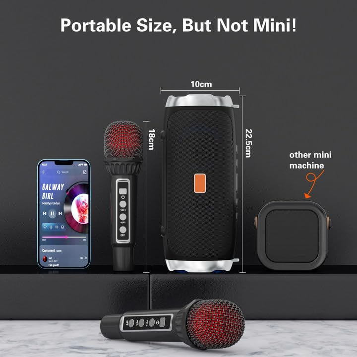 Portable Bluetooth Karaoke Machine with 2 Wireless Microphones Y79557