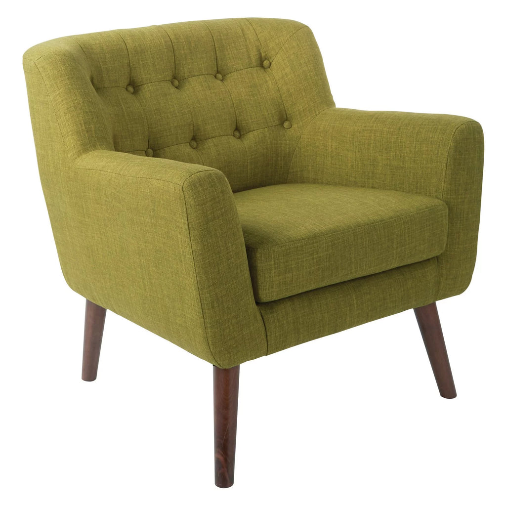 Green Fabric Chair with Coffee Legs F3590