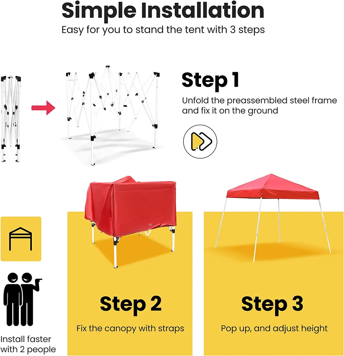 Red 8 x 8 Feet Pop Up Canopy Tent C17348