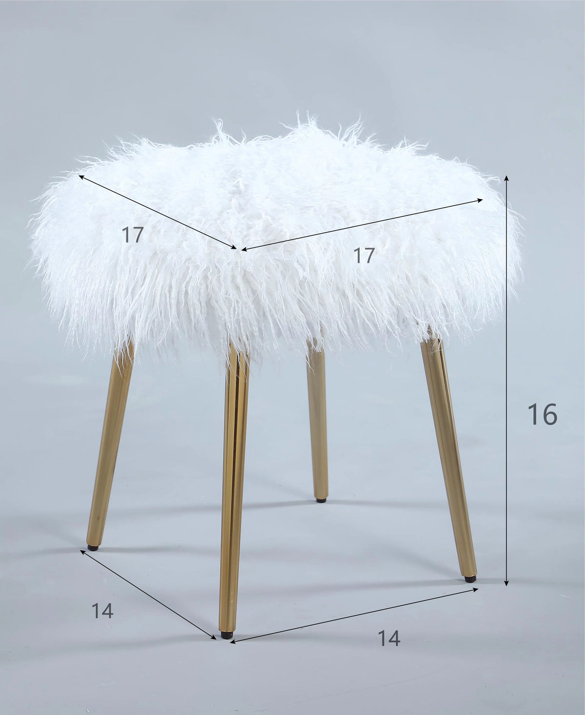 White Faux Fur Accent Ottoman H47240