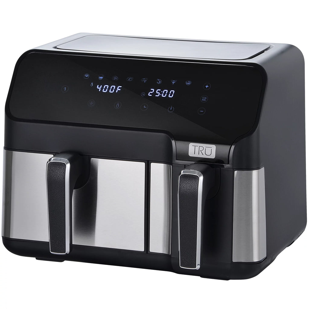 9 Quart Dual Basket Digital Air Fryer Black and Stainless N715