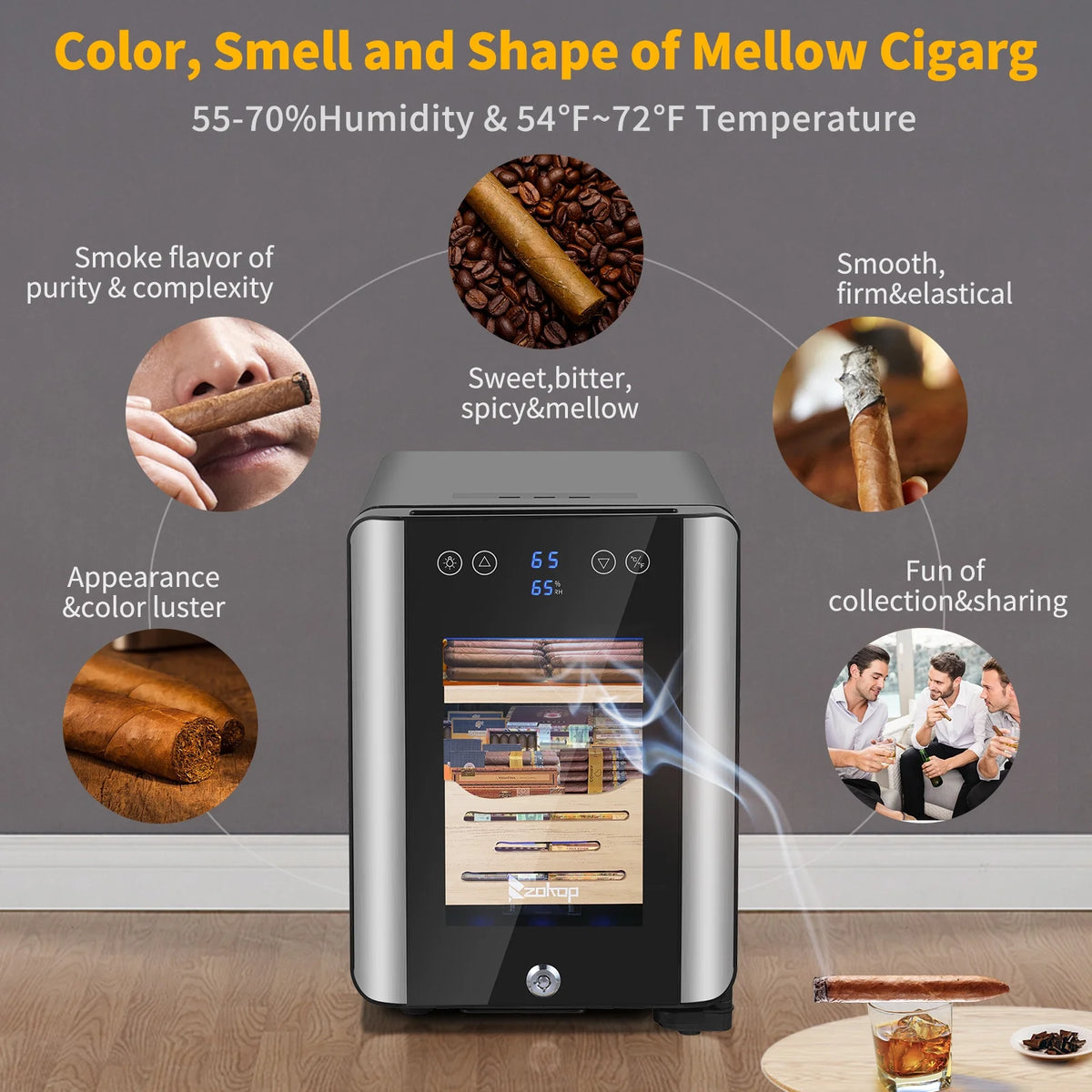 25L Electric Cigar Humidor for 150 Counts with Digital Hygrometer E570963