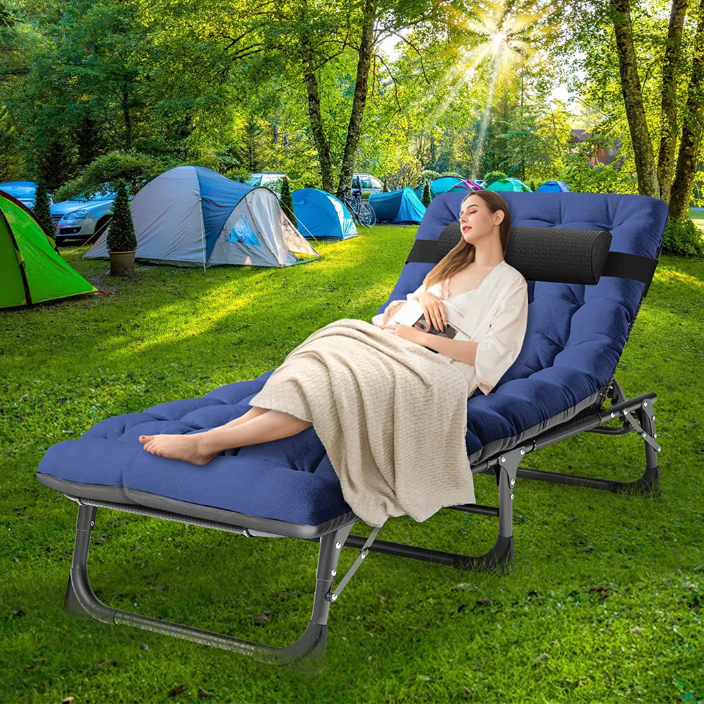 Adjustable 4-Position Folding Camping Cot with Pillow B97137