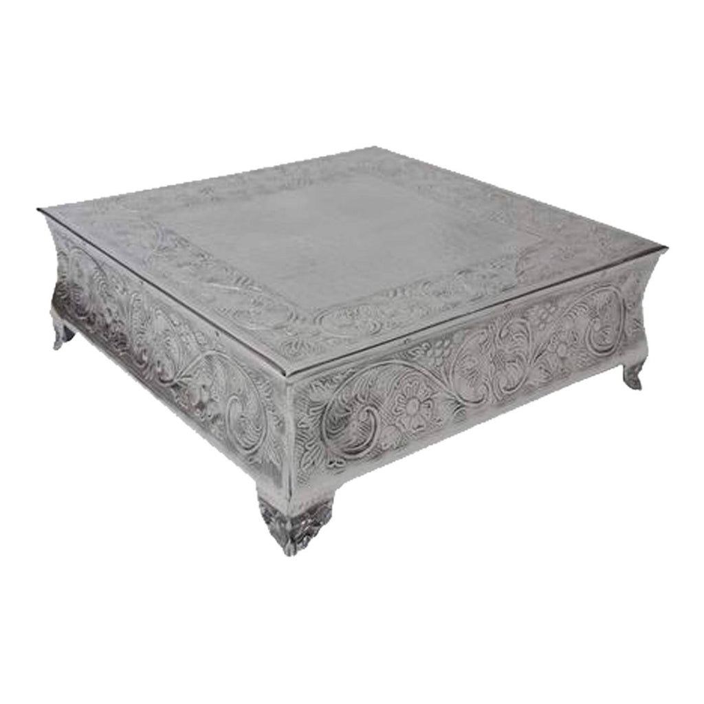 Silver 20-Inch Square Cake Stand Q298161