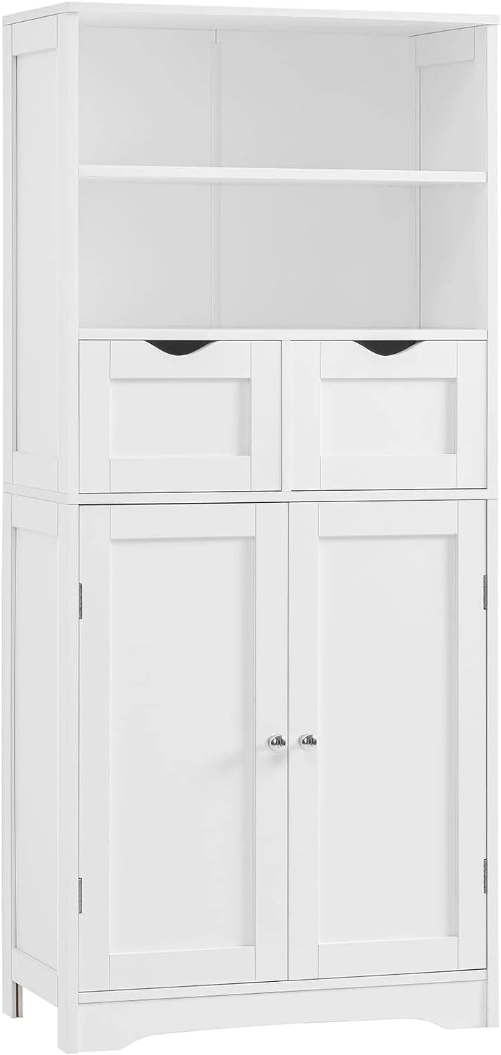 White Tall Bathroom Storage Cabinet with 2 Drawers S46645