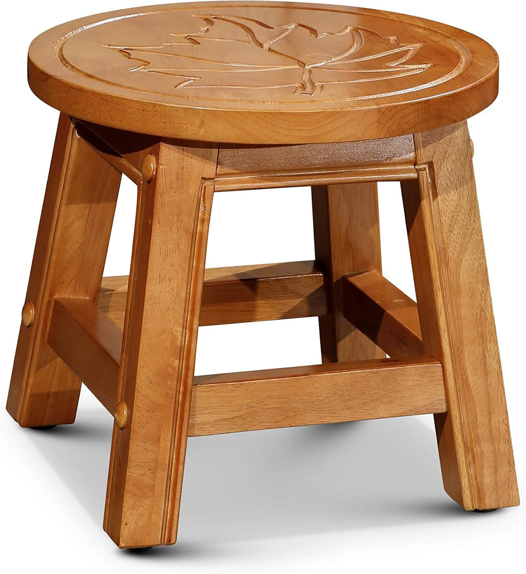 Antique White Carved Wooden Step Stool W208579