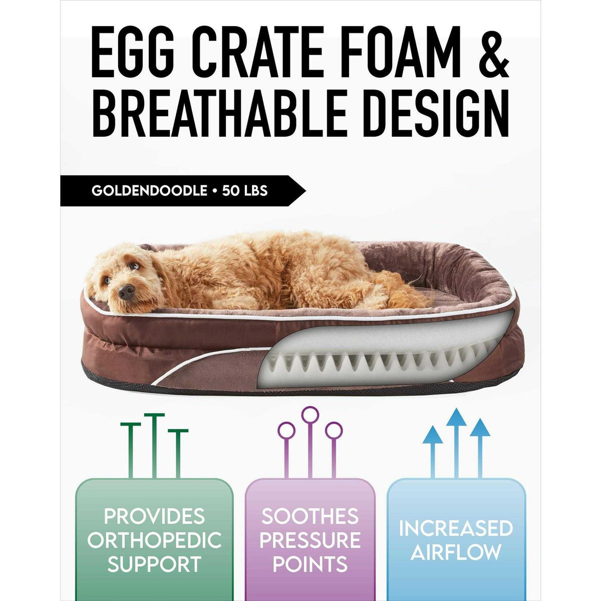 Oversized Orthopedic Dog Bed with Egg Foam Support M1124