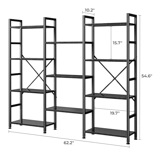 4 Tier Rustic Brown Bookshelf with 11 Open Shelves Z6414