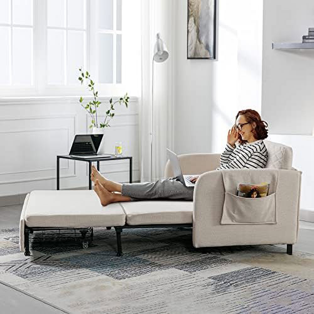Linen Loveseat Sleeper Sofa with Pull-Out Bed K4524