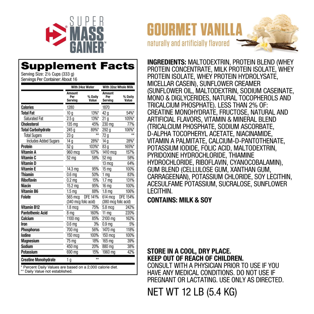 Gourmet Vanilla 12 lb Mass Gainer K6173