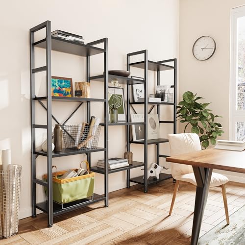 4 Tier Rustic Brown Bookshelf with 11 Open Shelves Z6414
