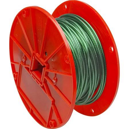 Steel Cable 1/16 Vinyl Coated to 1/8 inch by 250 Foot Galvanized Green E6206