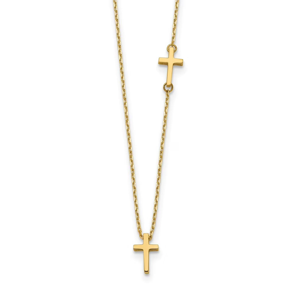 14k Gold Cross Pendant Necklace 18 Inch 5mm Wide V191710